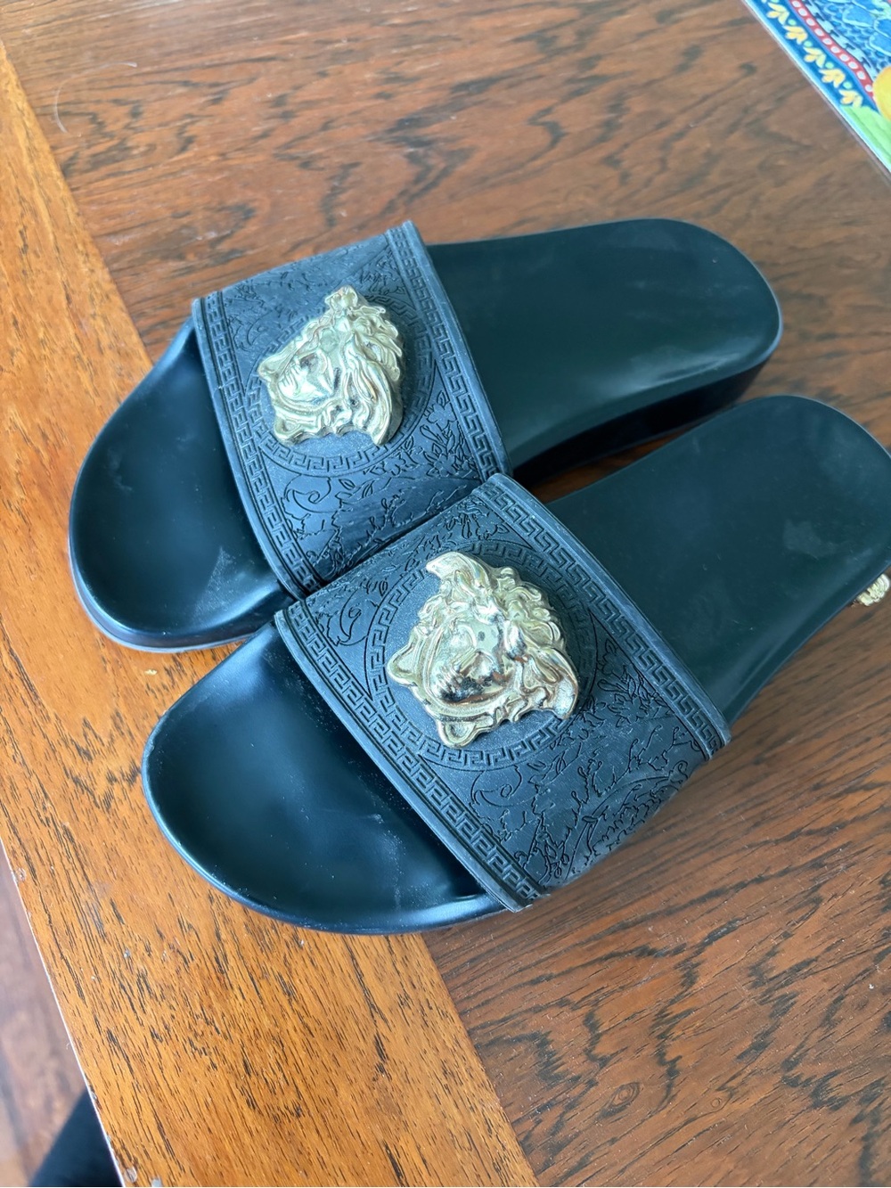 Versace designer Italian slides black Italian slides ladies size 8 resort wear - Picture 2 of 11